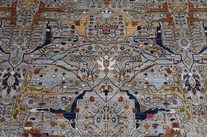 364 x 446 cm | Large Over Size Oriental Floral Gray Afghan Tribal Hand Knotted Wool Carpet