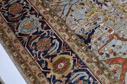 364 x 446 cm | Large Over Size Oriental Floral Gray Afghan Tribal Hand Knotted Wool Carpet