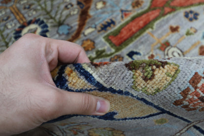 364 x 446 cm | Large Over Size Oriental Floral Gray Afghan Tribal Hand Knotted Wool Carpet