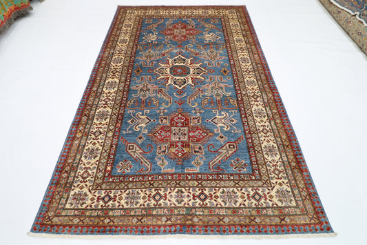 169 x 266 cm | Kazak Blue Afghan Hand Knotted Carpet