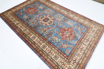 169 x 266 cm | Kazak Blue Afghan Hand Knotted Carpet