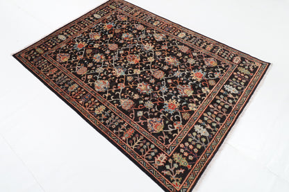 144 x 197 cm | Black Sultani Afghan Veg Dye Wool carpet