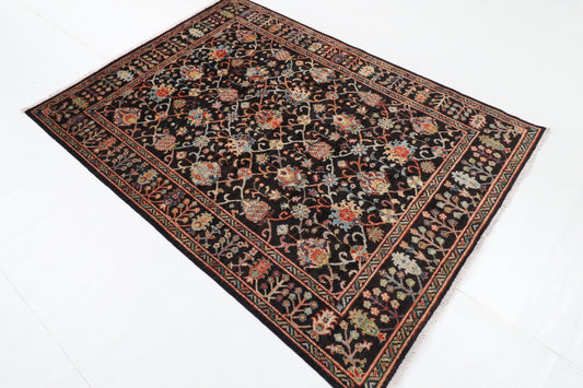 144 x 197 cm | Black Sultani Afghan Veg Dye Wool carpet