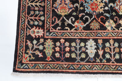 144 x 197 cm | Black Sultani Afghan Veg Dye Wool carpet