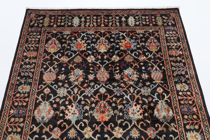 144 x 197 cm | Black Sultani Afghan Veg Dye Wool carpet