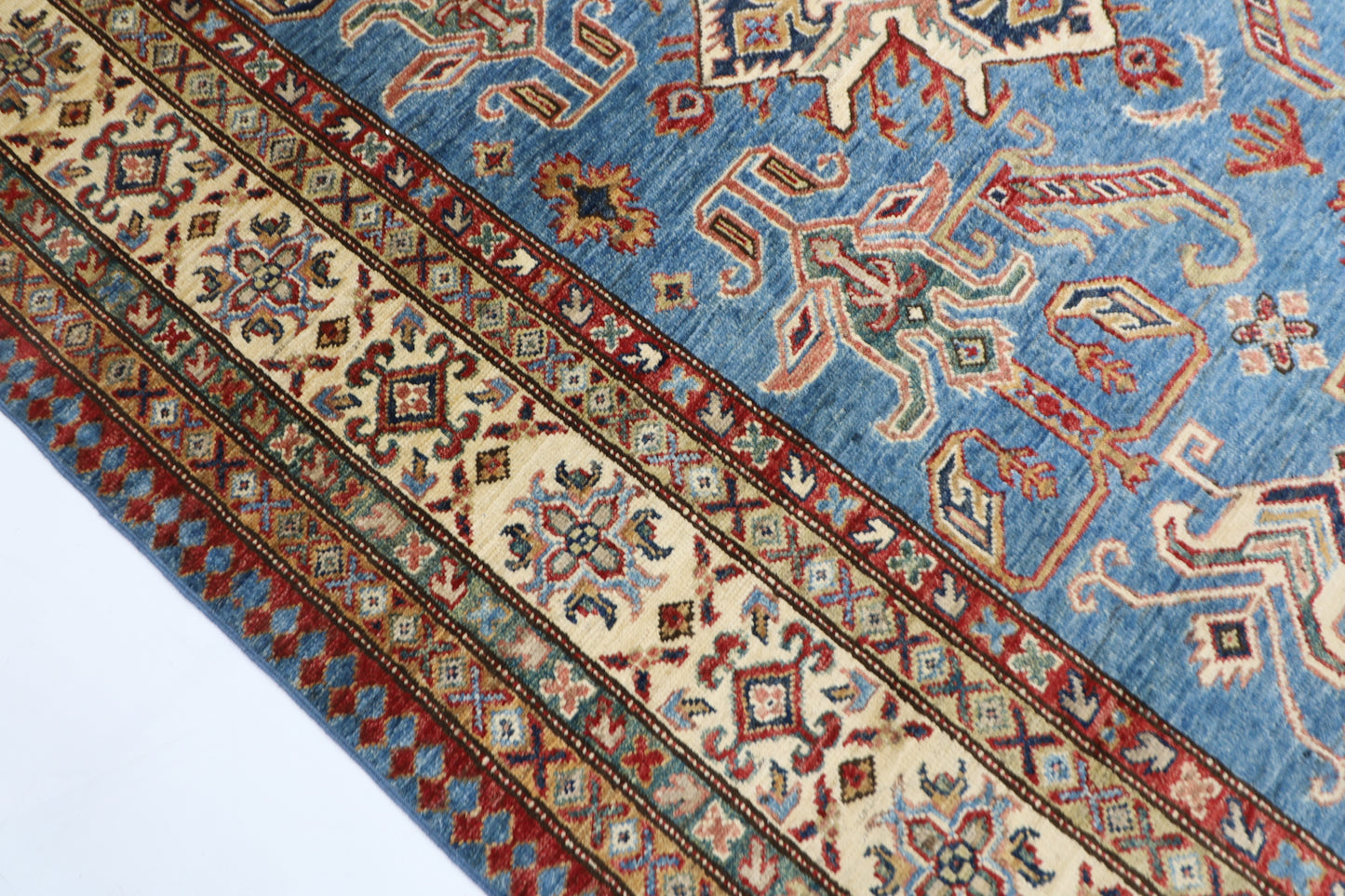 169 x 266 cm | Kazak Blue Afghan Hand Knotted Carpet