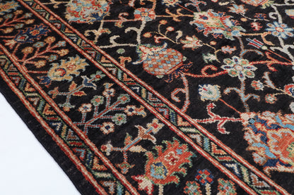 144 x 197 cm | Black Sultani Afghan Veg Dye Wool carpet