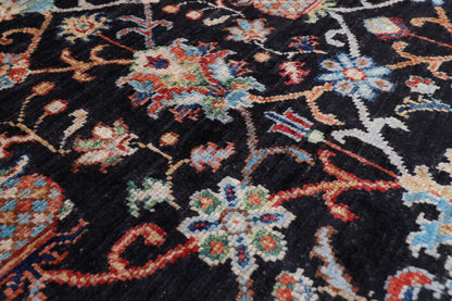 144 x 197 cm | Black Sultani Afghan Veg Dye Wool carpet