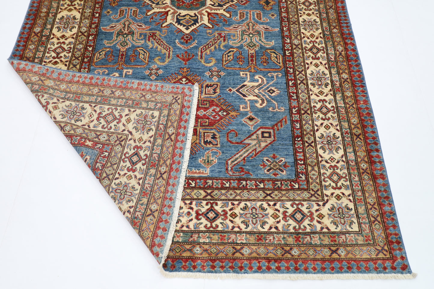 169 x 266 cm | Kazak Blue Afghan Hand Knotted Carpet