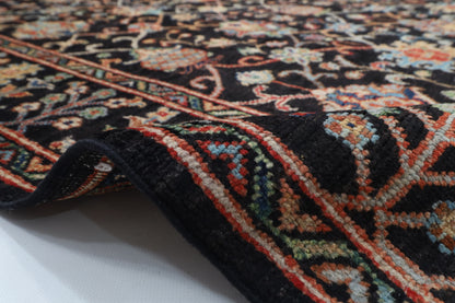 144 x 197 cm | Black Sultani Afghan Veg Dye Wool carpet