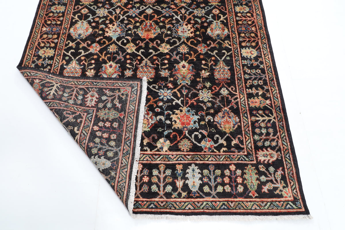144 x 197 cm | Black Sultani Afghan Veg Dye Wool carpet