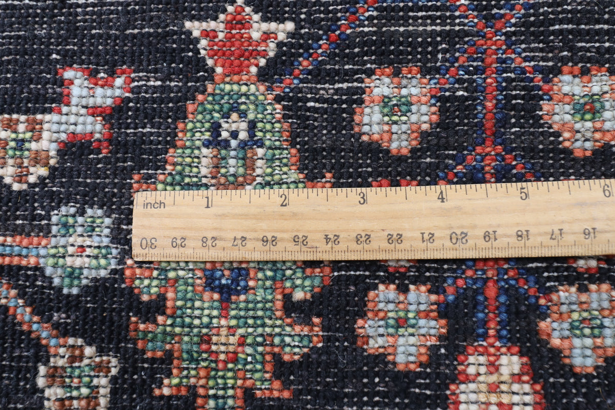 144 x 197 cm | Black Sultani Afghan Veg Dye Wool carpet