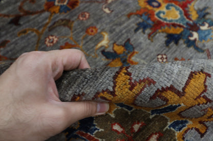 400 x 590 cm | Large Over Size Oriental Floral Gray Afghan Tribal Hand Knotted Wool Carpet