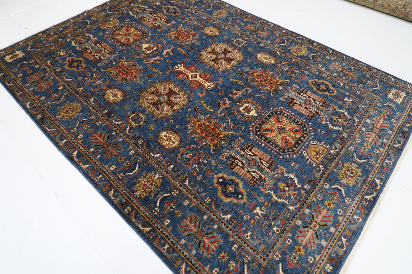 210 x 290 cm | Waziri Blue Afghan Hand Knotted Carpet