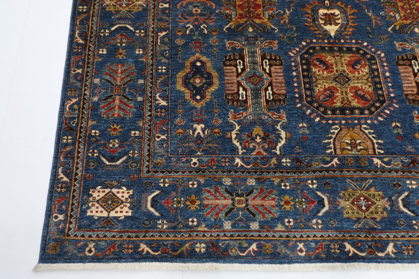 210 x 290 cm | Waziri Blue Afghan Hand Knotted Carpet