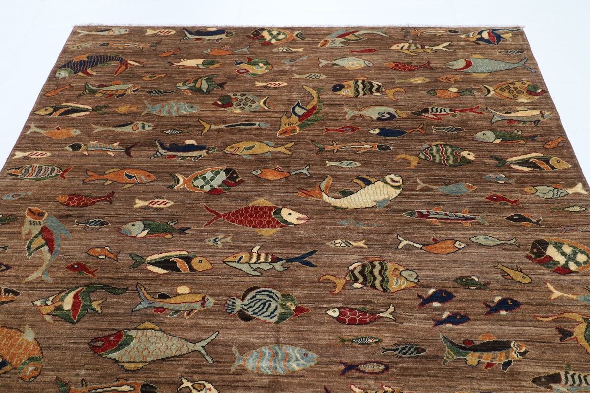 202 x 300 cm | Fish Party Afghan Veg Dye Wool carpet