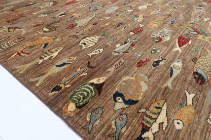 202 x 300 cm | Fish Party Afghan Veg Dye Wool carpet