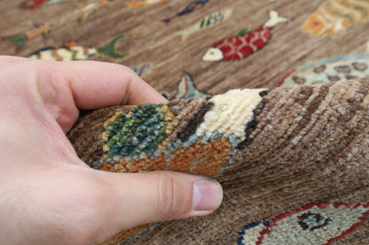 202 x 300 cm | Fish Party Afghan Veg Dye Wool carpet