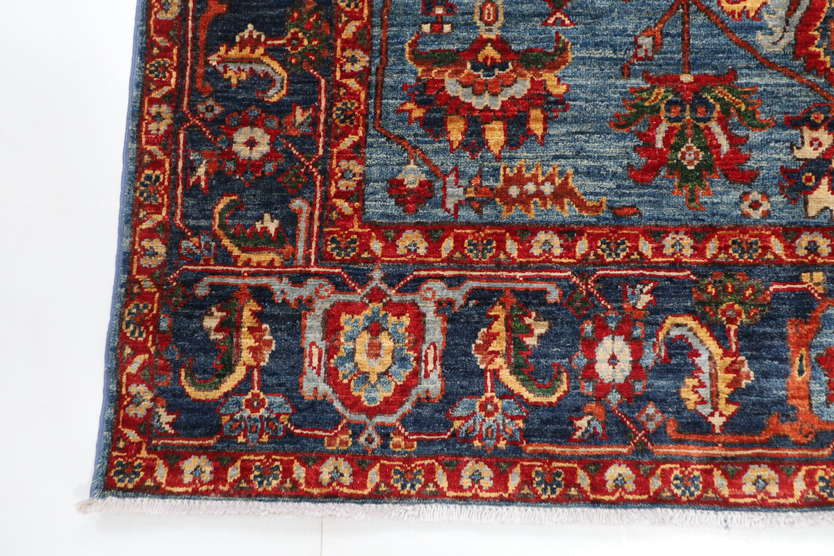 154 x 213 cm | Blue Afghan Veg Dye Wool carpet