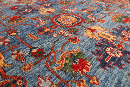 154 x 213 cm | Blue Afghan Veg Dye Wool carpet