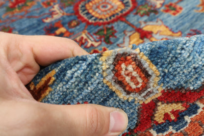 154 x 213 cm | Blue Afghan Veg Dye Wool carpet