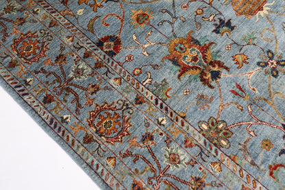 174 x 246 cm | Sultani Blueish Grey Afghan Hand Knotted Carpet
