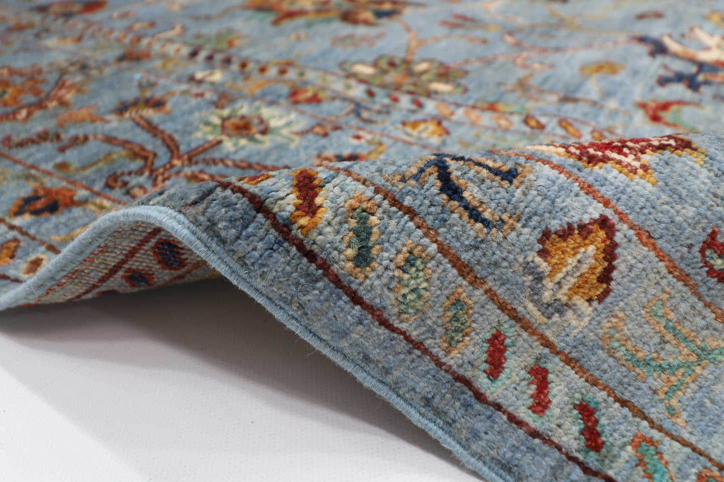 174 x 246 cm | Sultani Blueish Grey Afghan Hand Knotted Carpet