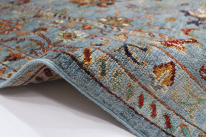 174 x 246 cm | Sultani Blueish Grey Afghan Hand Knotted Carpet