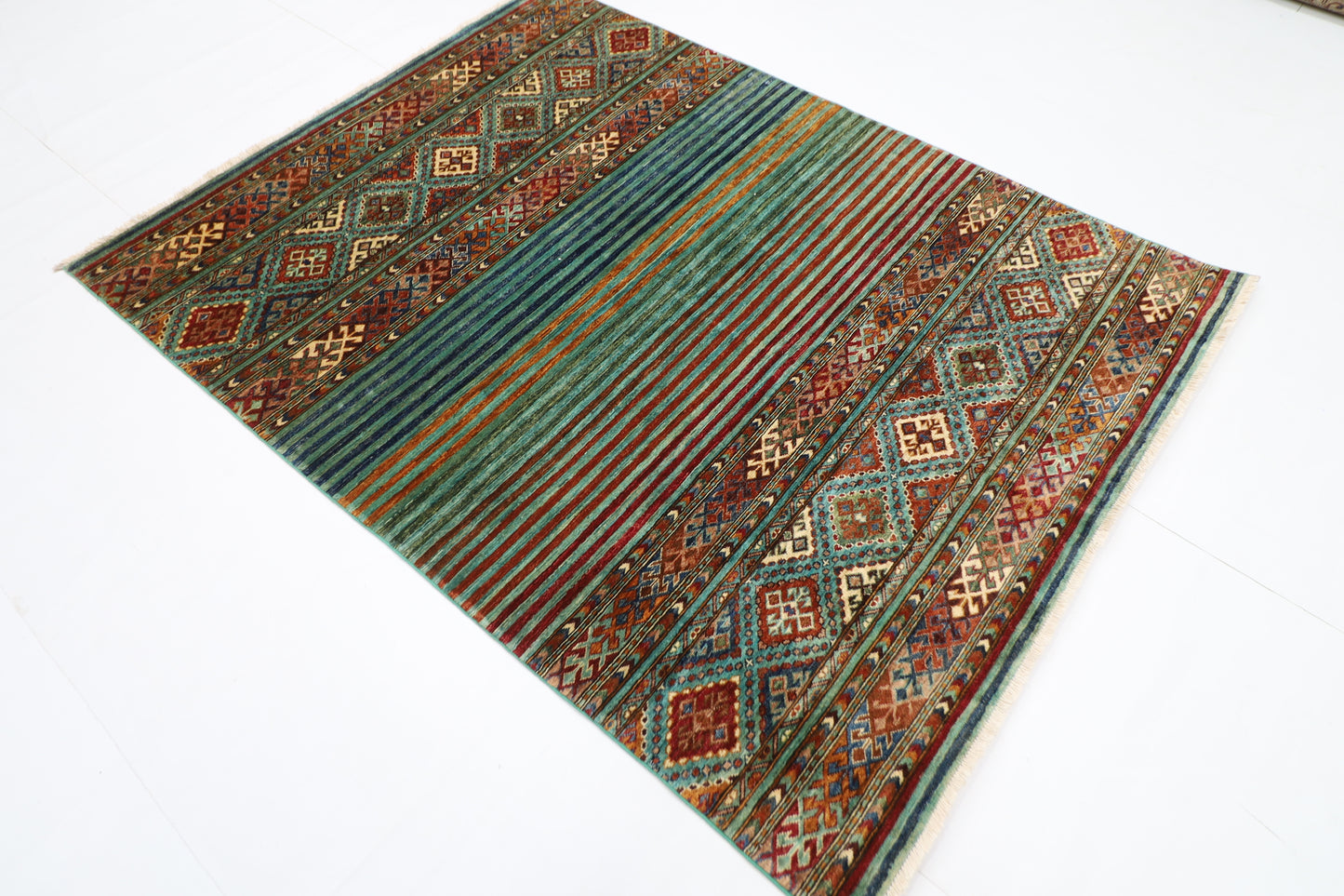 155 x 202 cm | Khorjun Afghan Hand Knotted Carpet