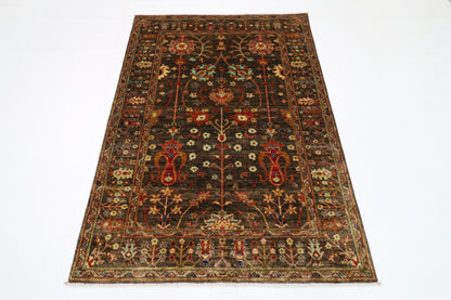 128 x 178 cm | Sultani Brown Afghan Hand Knotted Carpet