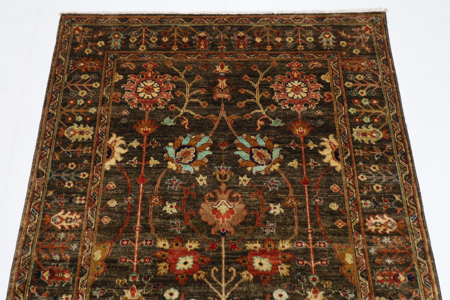 128 x 178 cm | Sultani Brown Afghan Hand Knotted Carpet