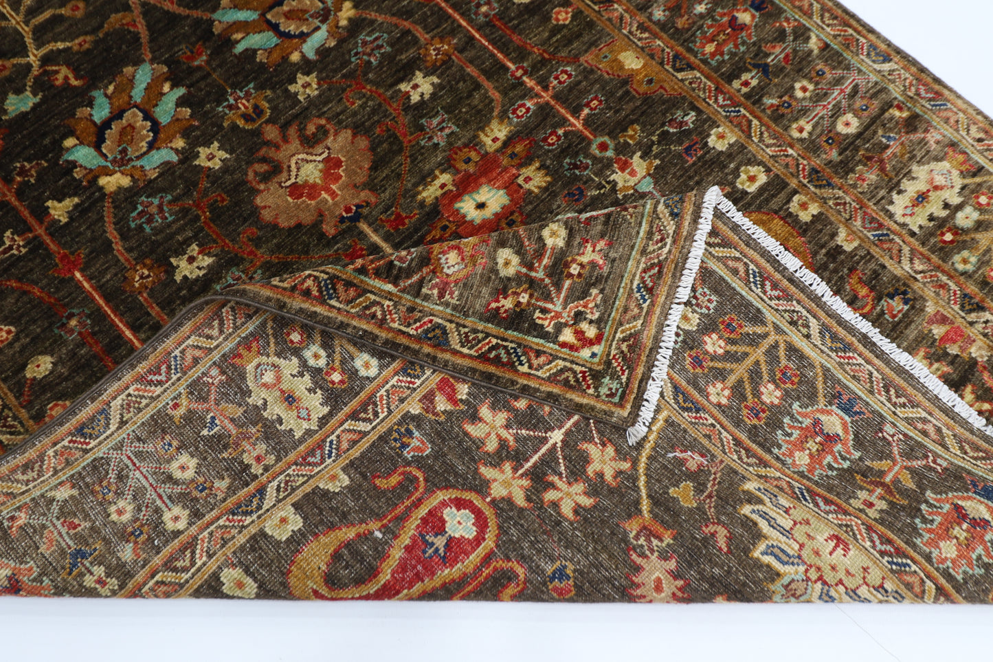 128 x 178 cm | Sultani Brown Afghan Hand Knotted Carpet