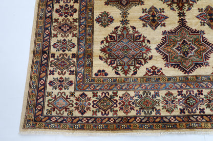 173 x 242 cm | Kazak Beige Afghan Hand Knotted Carpet