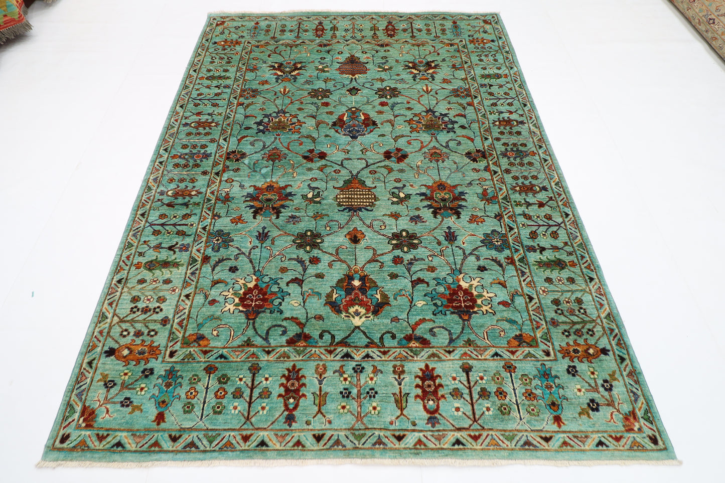178 x 238 cm | Sultani Turquoise Afghan Hand Knotted Carpet