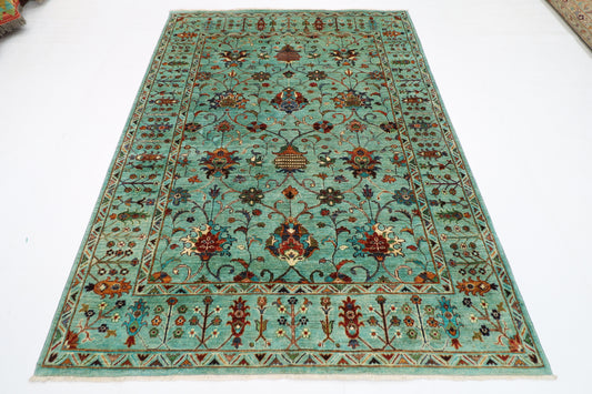 178 x 238 cm | Sultani Turquoise Afghan Hand Knotted Carpet