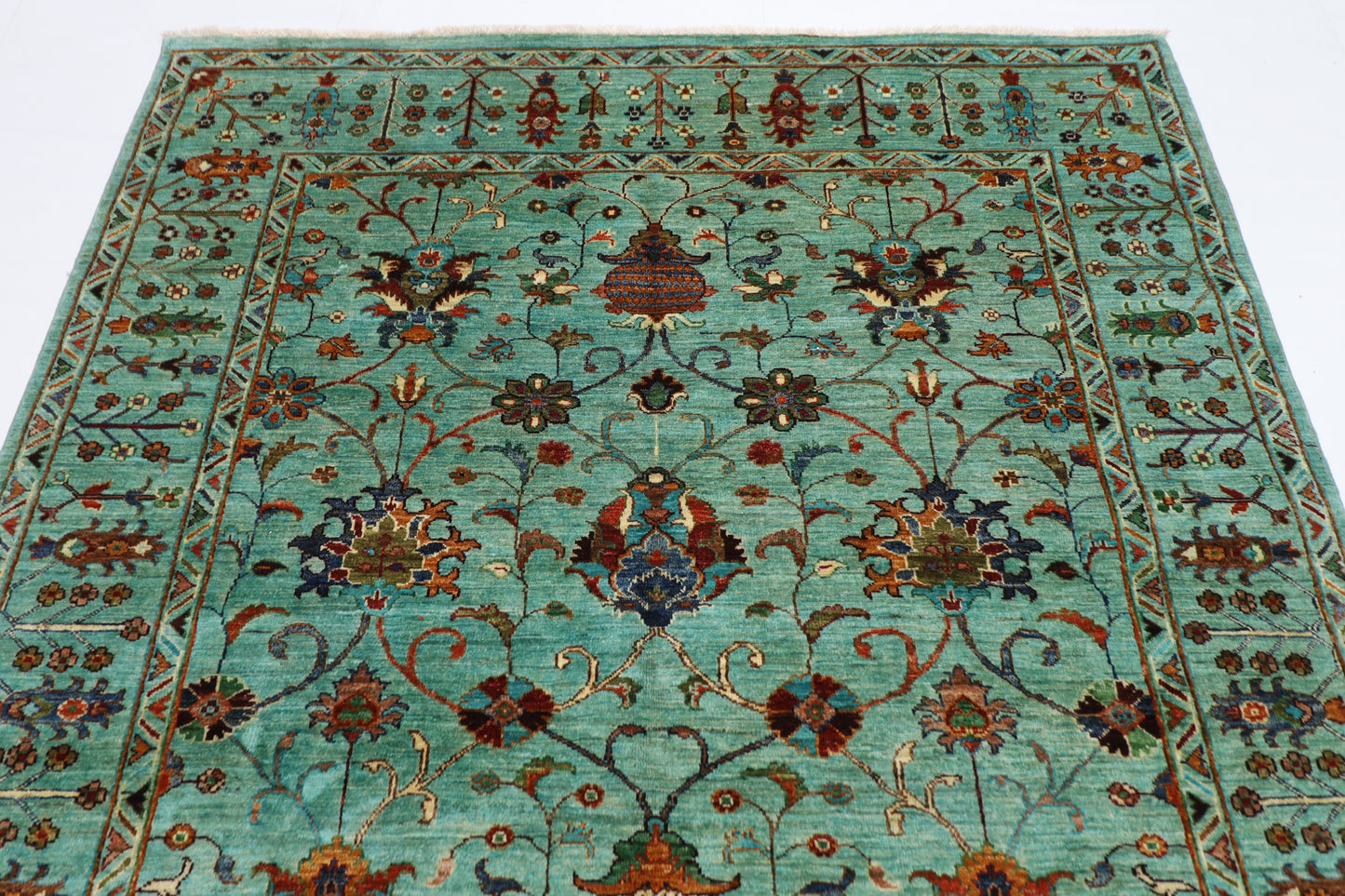 178 x 238 cm | Sultani Turquoise Afghan Hand Knotted Carpet