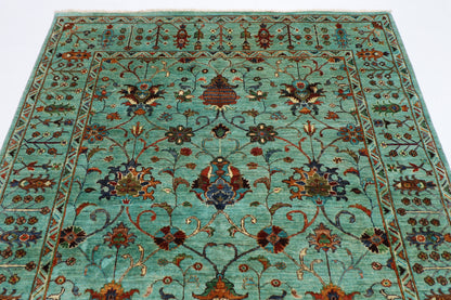 178 x 238 cm | Sultani Turquoise Afghan Hand Knotted Carpet