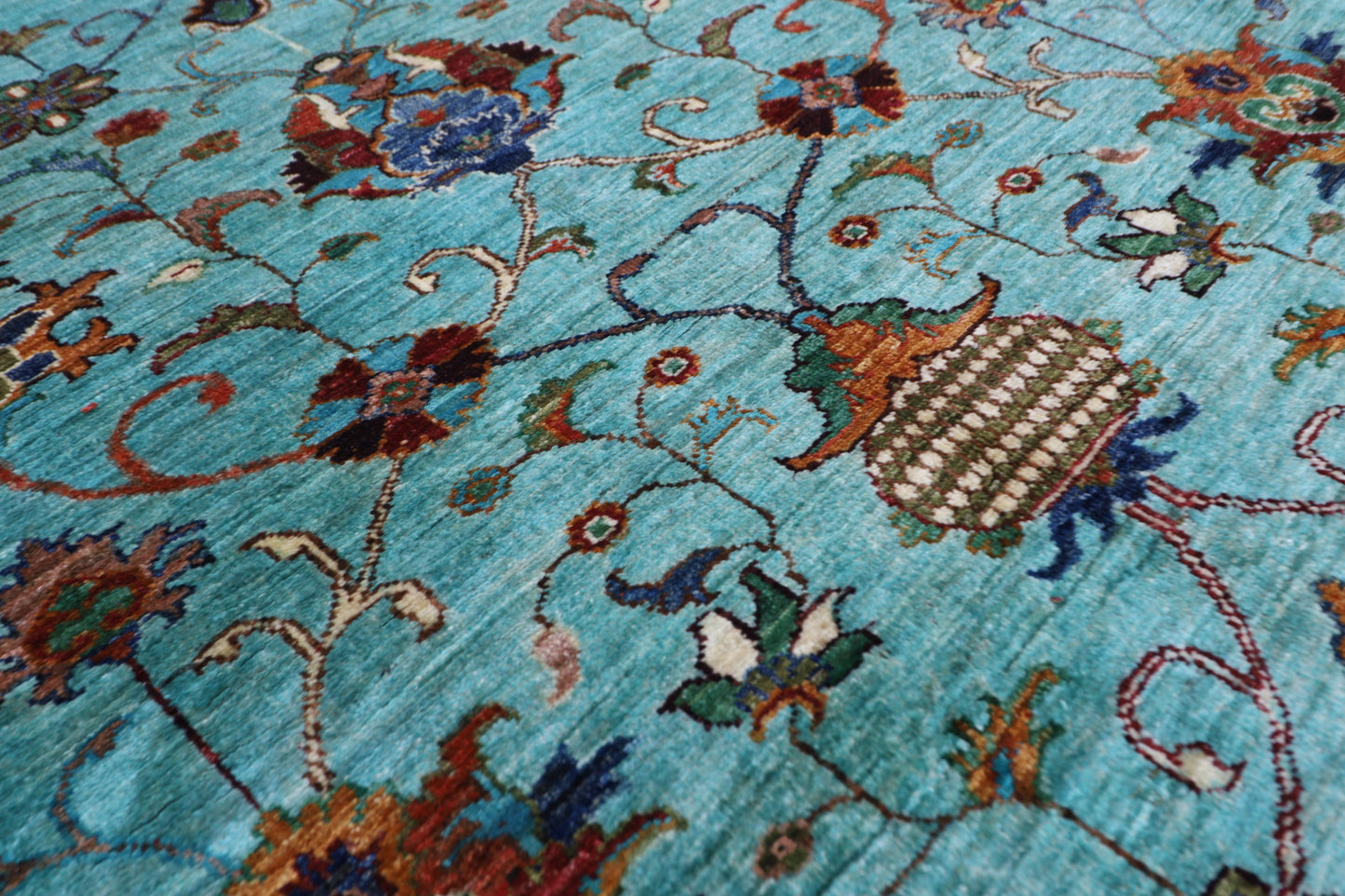 178 x 238 cm | Sultani Turquoise Afghan Hand Knotted Carpet