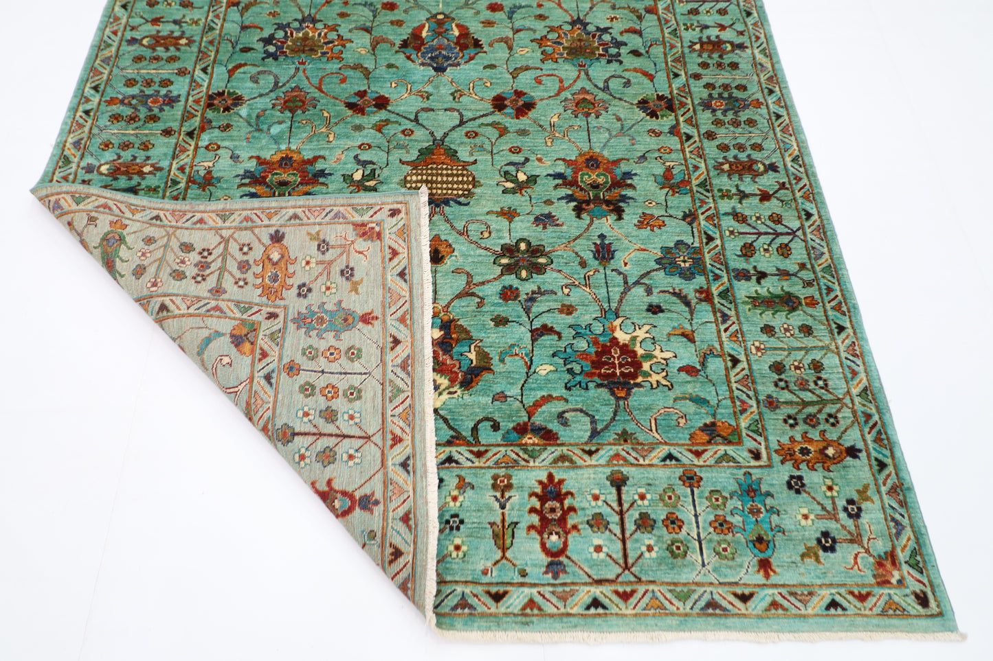 178 x 238 cm | Sultani Turquoise Afghan Hand Knotted Carpet