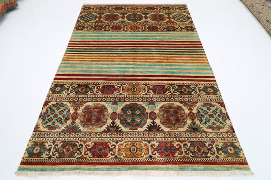 177 x 255 cm | Khorjun Beige Afghan Hand Knotted Carpet