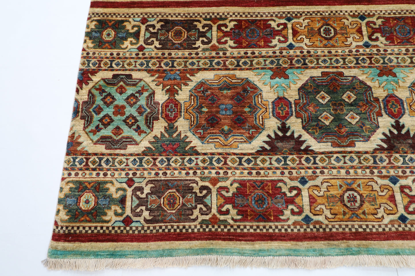 177 x 255 cm | Khorjun Beige Afghan Hand Knotted Carpet