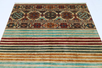 177 x 255 cm | Khorjun Beige Afghan Hand Knotted Carpet
