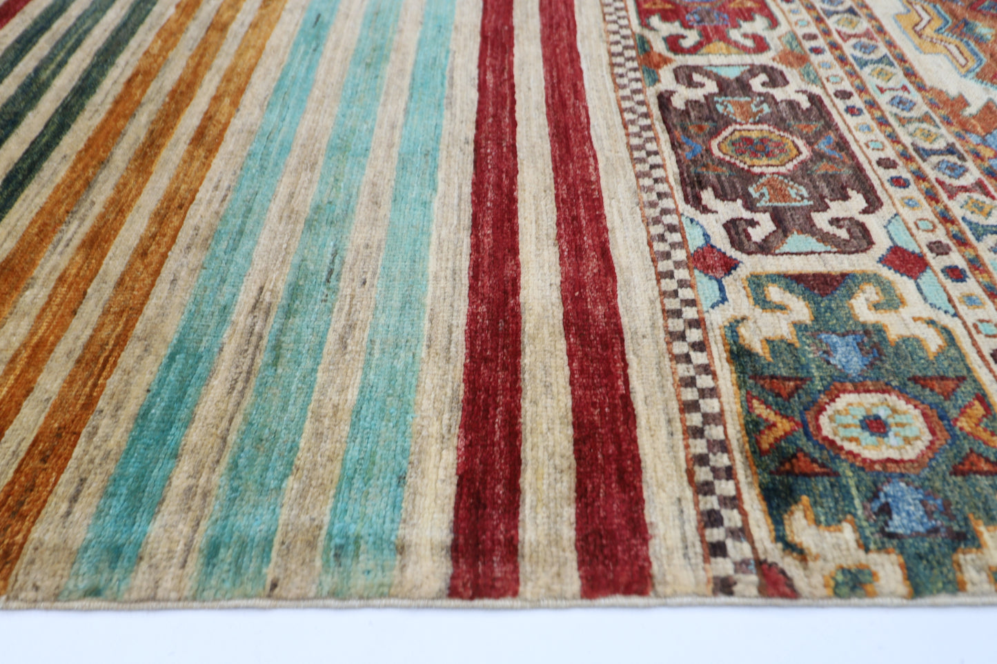 177 x 255 cm | Khorjun Beige Afghan Hand Knotted Carpet