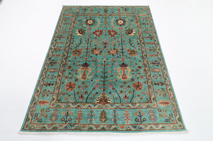 149 x 198 cm | Turquoise Afghan Veg Dye Wool carpet