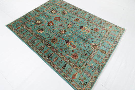 149 x 198 cm | Turquoise Afghan Veg Dye Wool carpet