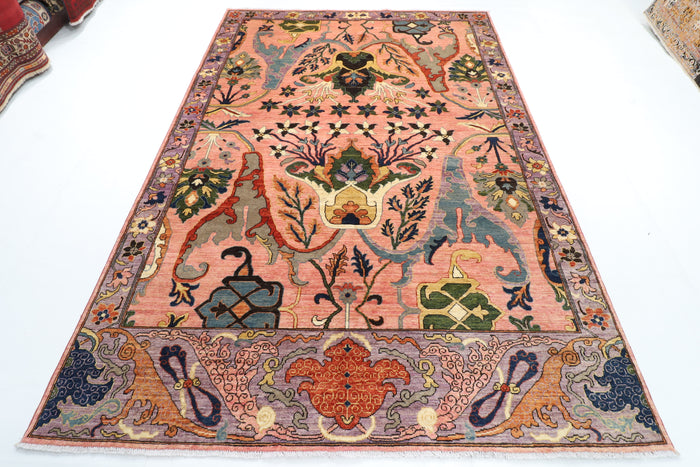 204 x 298 cm | Pink Kawros Afghan Veg Dye Wool carpet