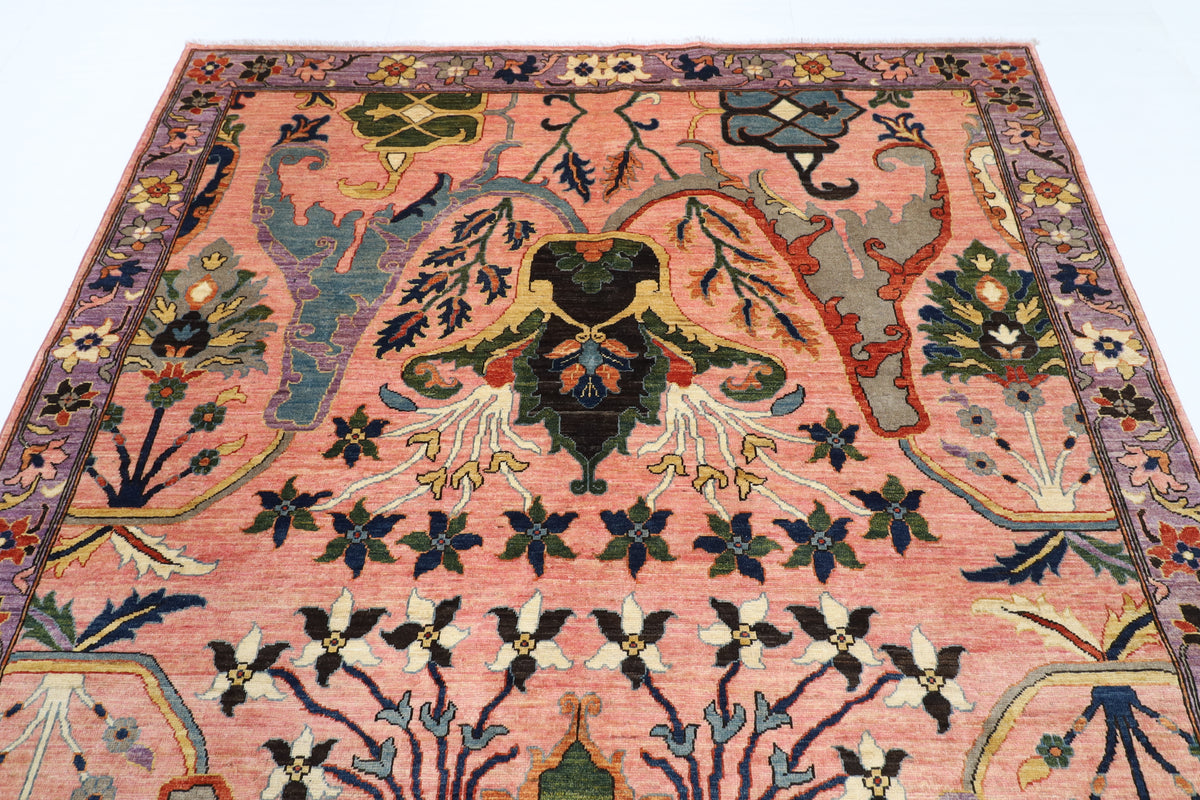 204 x 298 cm | Pink Kawros Afghan Veg Dye Wool carpet