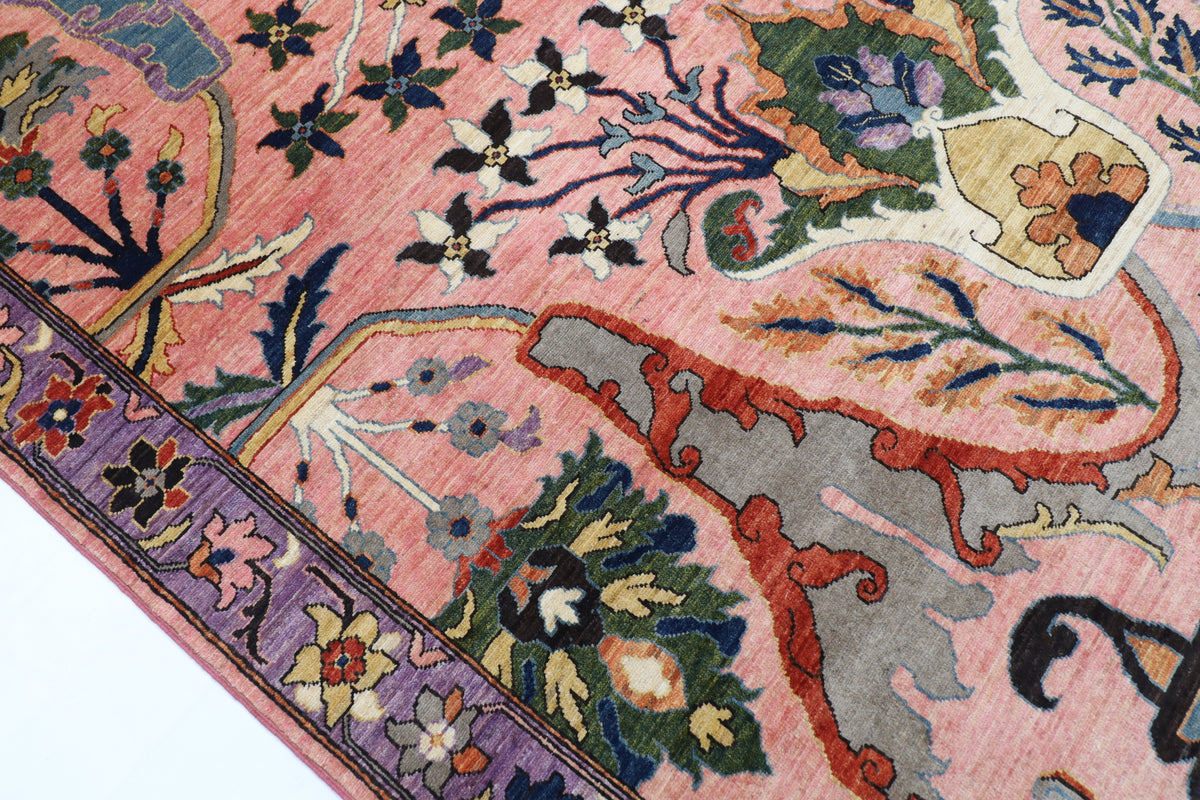 204 x 298 cm | Pink Kawros Afghan Veg Dye Wool carpet