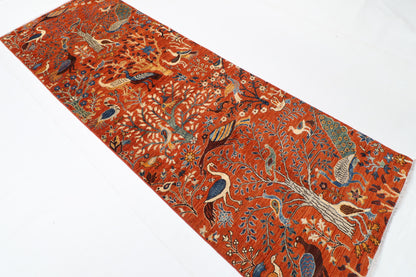 102 x 294 cm | Birds Afghan Veg Dye Wool carpet