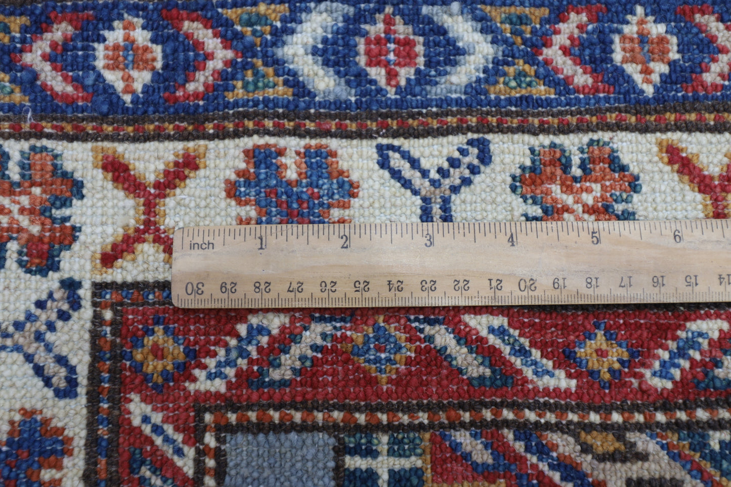 80 x 289 cm | Kazak Blueish Grey Afghan Hand Knotted Runner